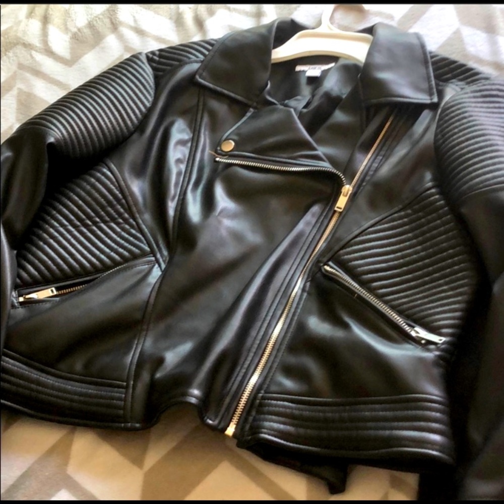 Bar III Vegan Leather Moto Jacket